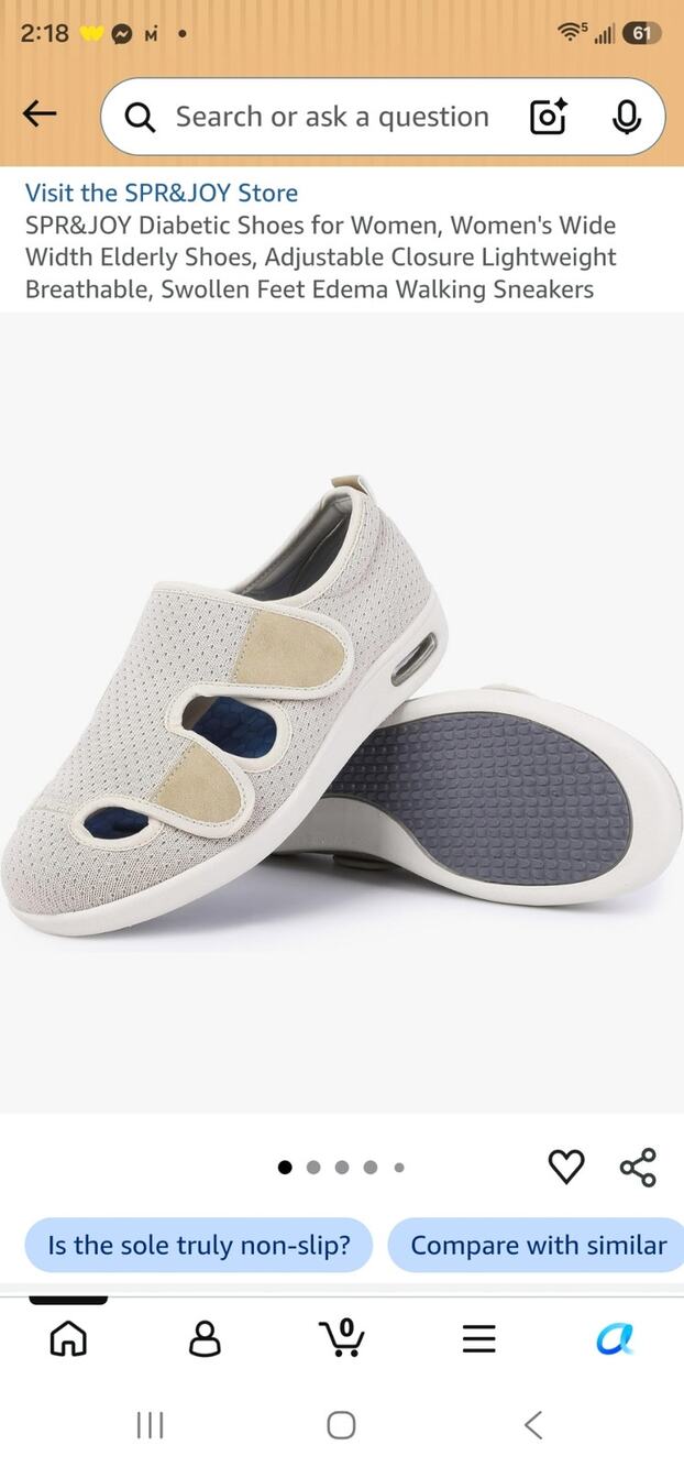 SPR&JOY Diabetic Shoes Sz 8 Women wide Adjustable Closure Lightweight Breathable